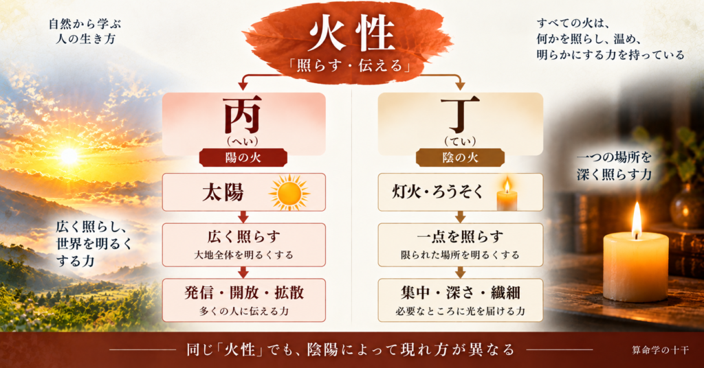 丙と丁の火性における働き方の違い