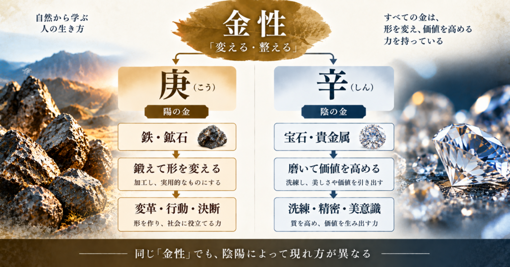 庚と辛の金性における働き方の違い